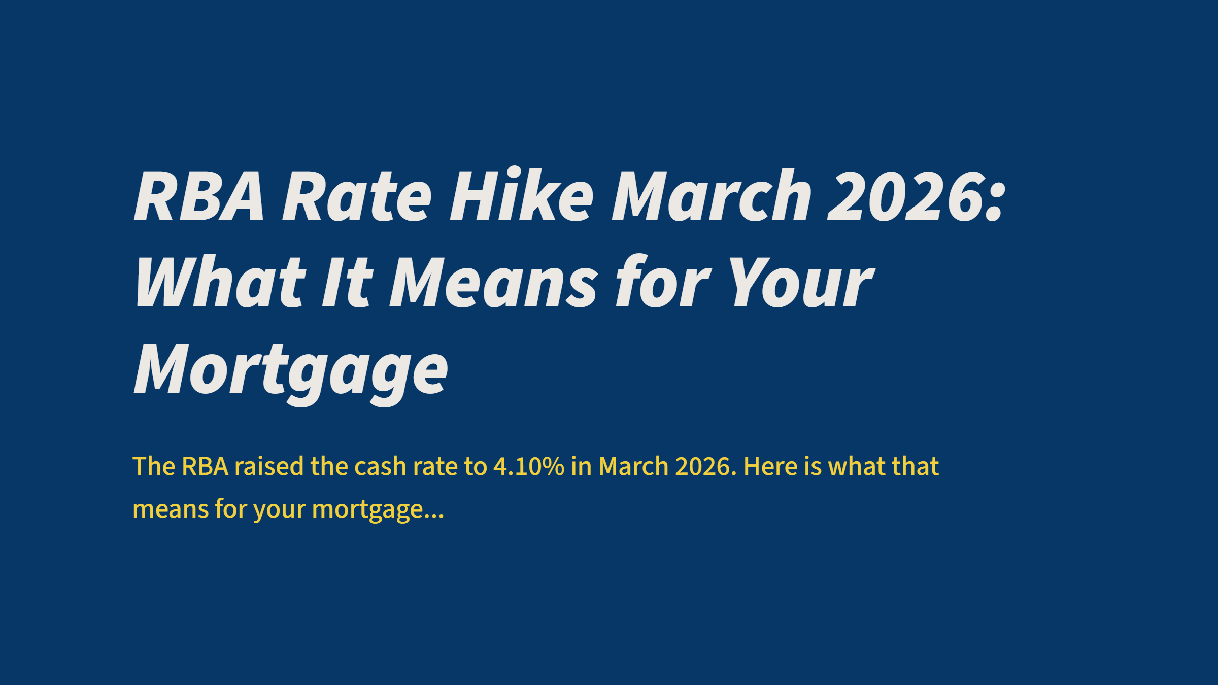 RBA Rate Hike March 2026: What It Means for Your Mortgage